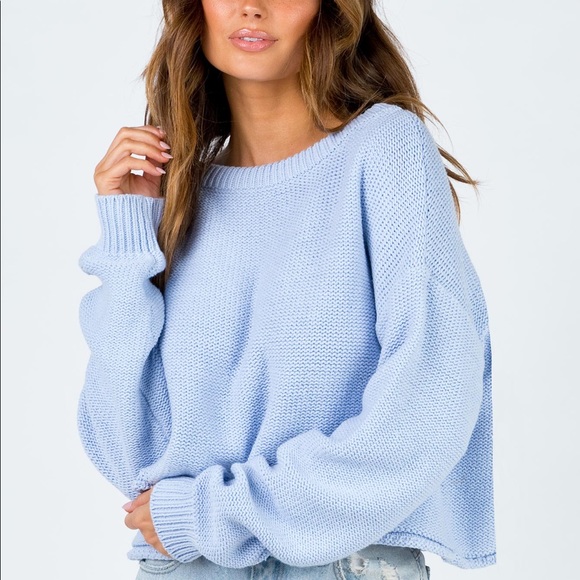 Princess Polly Sweaters - Baby blue Princess Polly Knitted Sweater